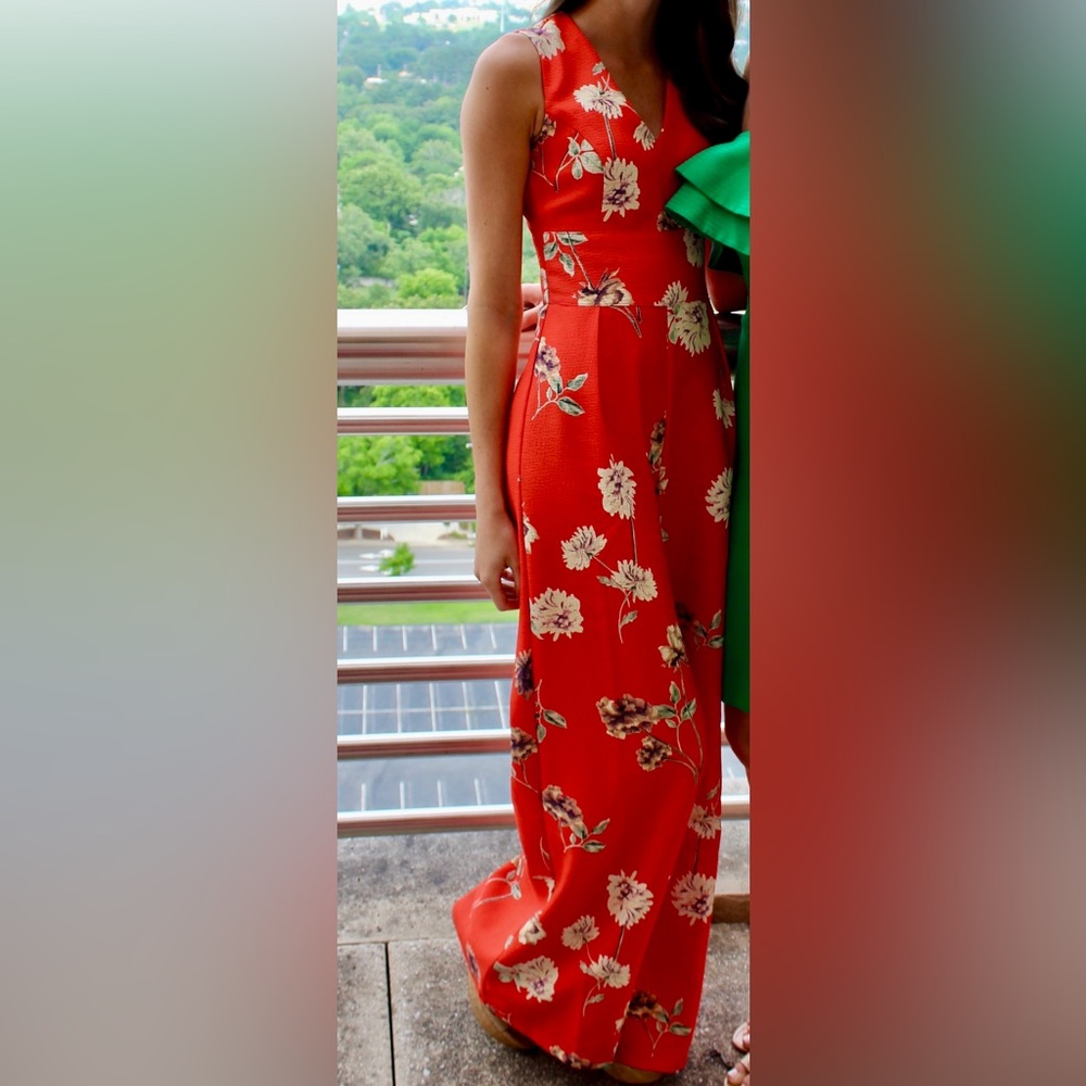 Sugar Lips Floral Orange Jumpsuit 🧡